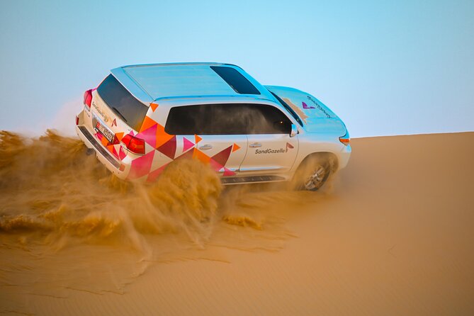 Abu Dhabi Evening Desert Safari - Private car Dune bashing & BBQ - Reaching the remote camp after sunset