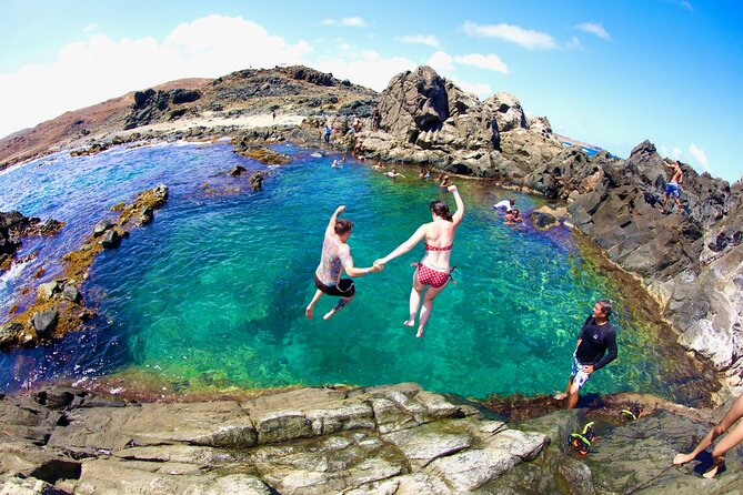 Aruba Natural Pool and Indian Cave Rugged Jeep Safari - Entering Arikok National Park by open-air Jeep