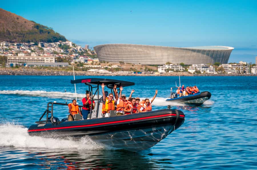 Cape Town Ocean Safari: Speed Boat Adventure in Table Bay - Racing out of the harbor