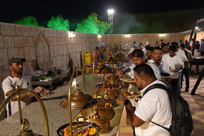 Deluxe Premium Dubai Desert Safari with Camel Ride, and Live Show - BBQ dinner, buffet dishes, and drinks