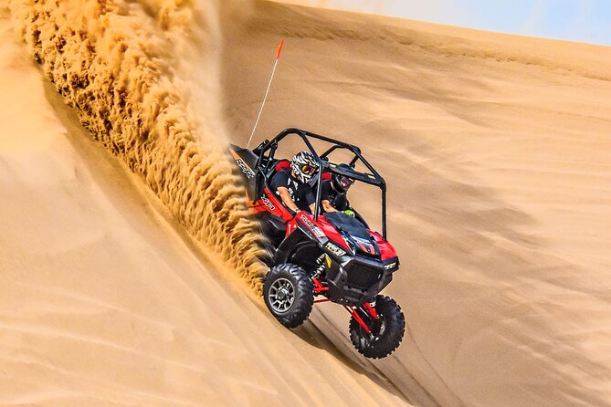 Desert Safari Dubai Enjoy The Adventure Of Evening In Red Sand - Red dunes, four-wheel drives, and a busy evening