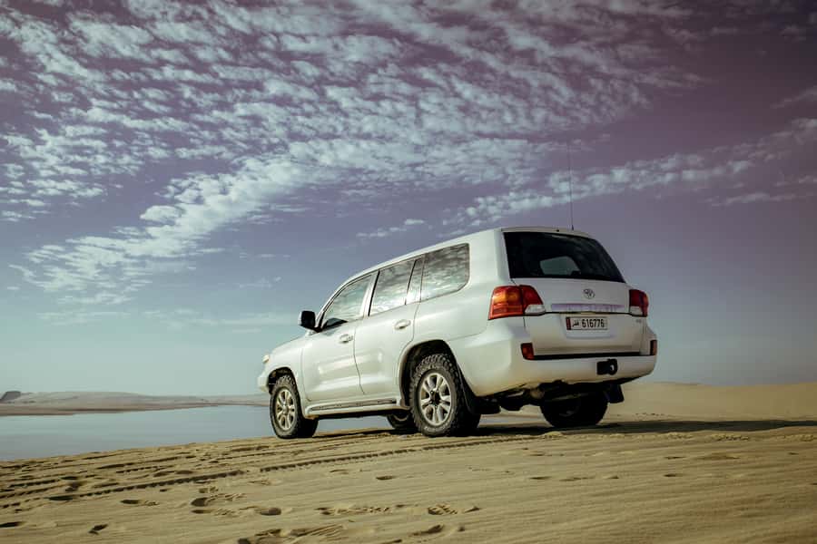 Doha: Sharing Desert Safari with Inland Sea visit - Sealine Beach, where sand meets open water