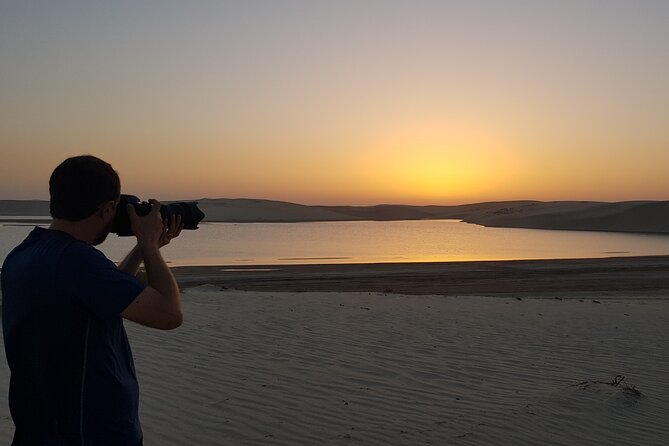 Doha: Sunrise /Sunset Desert Safari with Sand Boarding,Camel ride - Sealine Beach and the camel camp
