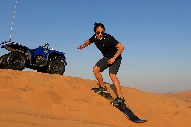 Dubai: Desert Safari, Camel Ride, Show & Optional Dinner - Sandboarding and the short camel ride