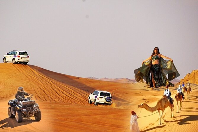Dubai Desert Safari Dune Bashing, 60min ATV Quad, Camel Ride, BBQ - BBQ dinner and four live shows