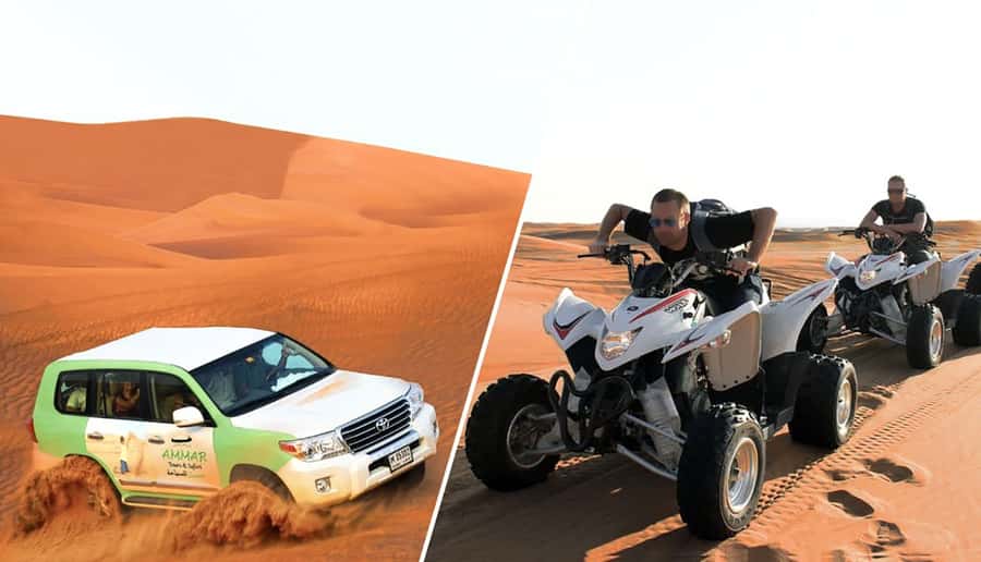 Dubai: Desert Safari, Quad Bike, Camel Ride and Sandboarding - Leaving Dubai for Lahbab’s red dunes
