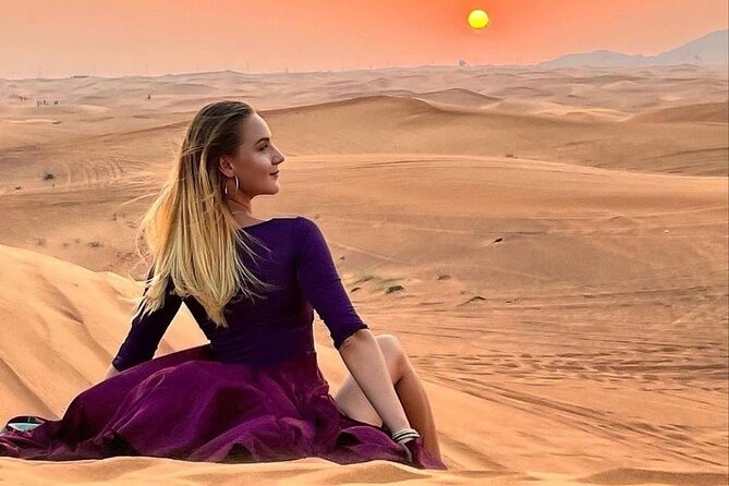 Dubai Evening Desert Safari & BBQ Dinner - Sunset photos, camel riding, and desert camp time