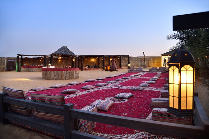 Dubai Evening Desert Safari: Sandboarding, BBQ, Camel Ride & more - The Bedouin camp after dark