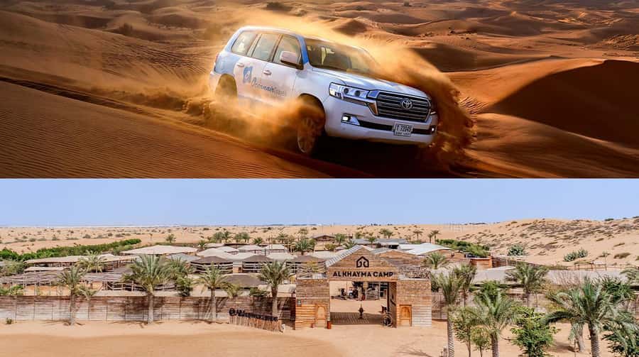 Dubai: Premium Safari, Camel Ride & Al Khayma Camp 3-Buffets - Arriving at Al Khayma Camp with coffee and dates