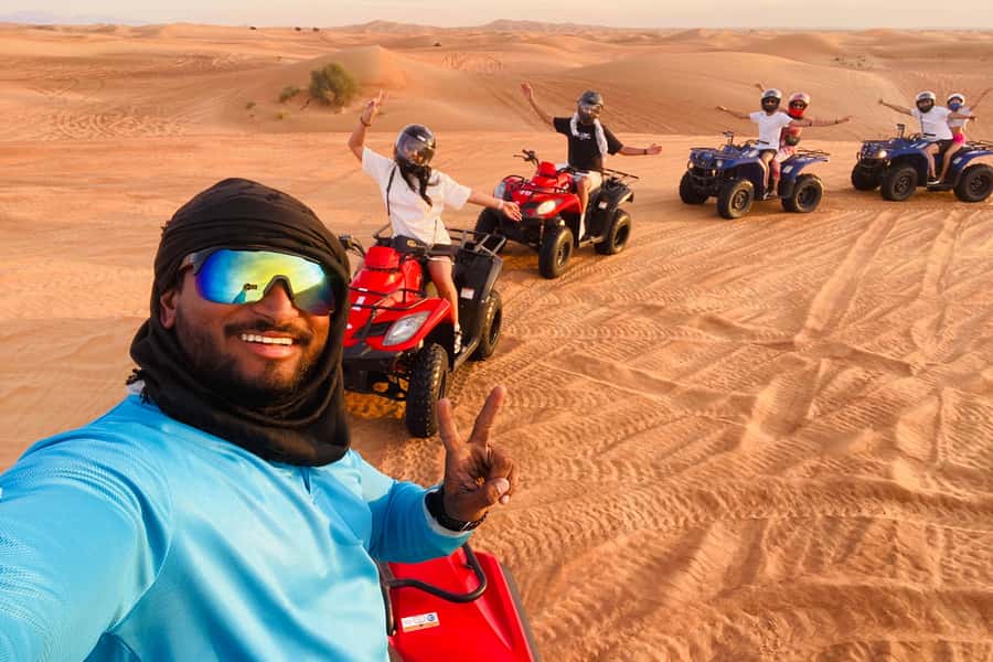 Dubai: Quad Bike Safari, Camels & Al Khayma Camp BBQ Dinner - Welcome refreshments before the quad bikes