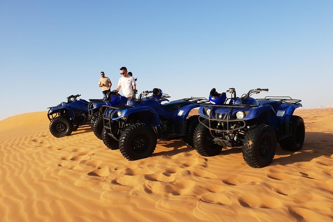 Dubai: Quad Bike Safari, Camels, & Camp with BBQ Dinner - Sandboarding and photo time on the dunes