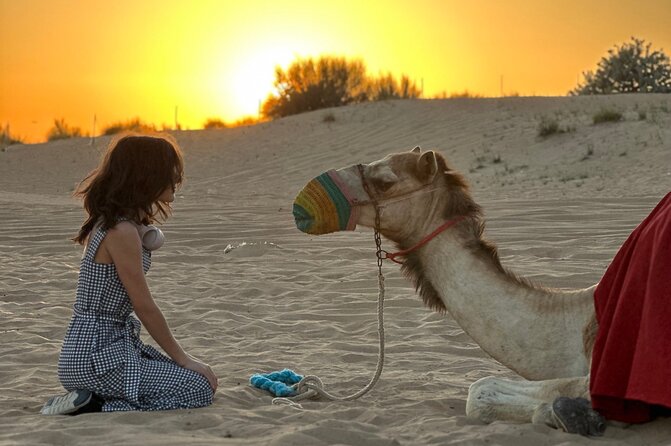 Dubai Sunset Red Dune Desert Safari, Sandboarding and Camel Ride - Dinner, entertainment, and optional upgrades
