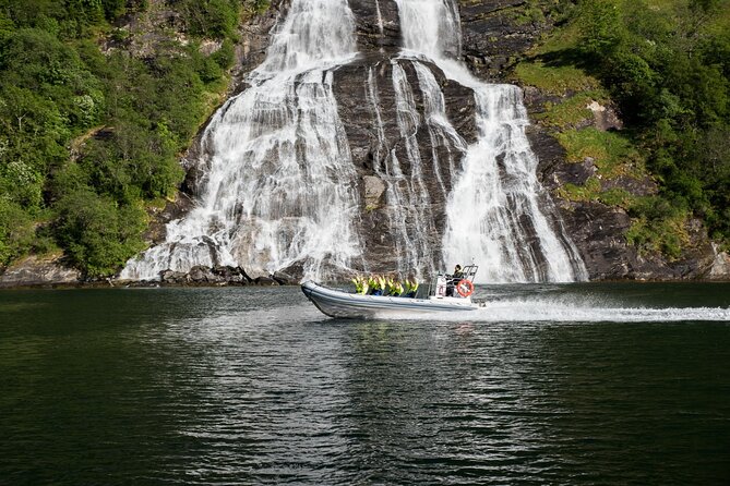 Geiranger: RIB Fjordsafari Geirangefjord - Friaren, the Suitor, and the stories behind the falls