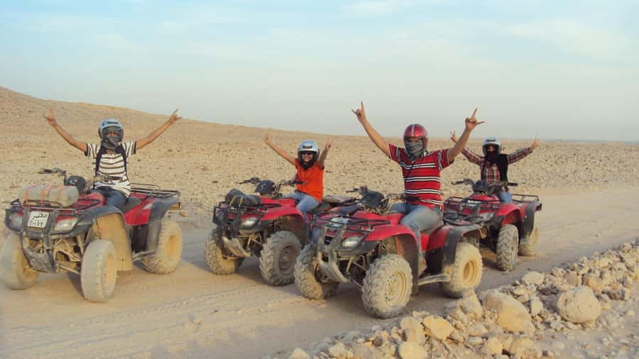 Morning Trip: Desert Safari Riding a Speed Quad Bike, Pickup - Learning to handle the quad bike