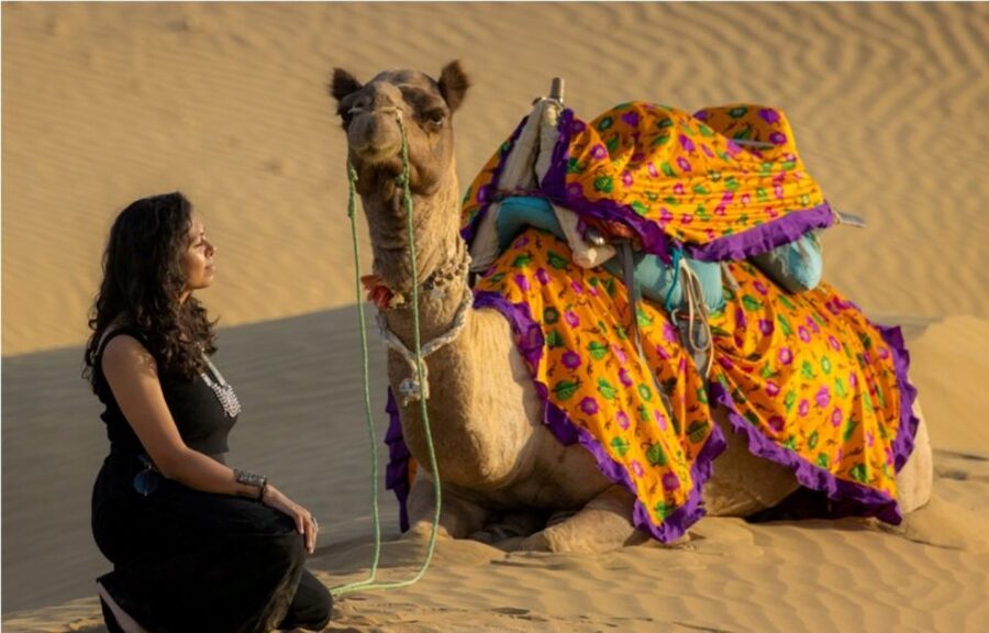 Peeps Billions of Star Experience with Desert & Camel Safari - Meeting the camels and crossing the first dunes