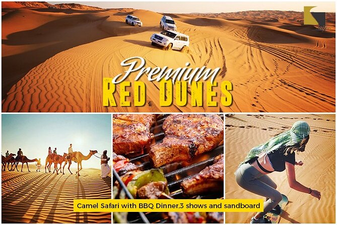 Premium Desert Safari Dubai: Desert Camping & Dune Bashing - Sandboarding and the sunset stop