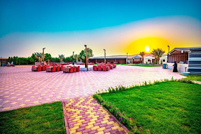 Premium Desert Safari Sharing Transfer with 5<em> Unlimited Buffet – Key points to know before booking’ /></p>
<ul>
<li><strong>Red dunes near Al Lahbab:</strong> The 25 to 30-minute dune-bashing run is the main thrill, with steep sandy climbs and fast turns.</li>
<li><strong>Sunset is part of the schedule:</strong> You stop for photos before heading to the camp, but traffic and pickup delays can affect the timing.</li>
<li><strong>The camel ride is short:</strong> A basic ride is included, while longer rides may cost extra.</li>
<li><strong>Dinner is a large buffet:</strong> Vegetarian and non-vegetarian dishes are included, but this is buffet service, not food served at your table.</li>
<li><strong>Entertainment comes after dark:</strong> Tanoura, fire, music, and other shows are advertised, but belly dancing may not take place during Ramadan.</li>
<li><strong>Sharing affects comfort:</strong> Land Cruisers carry up to six people, and camp seating is shared. A private vehicle is better if you need control over seats and timing.</li>
</ul>
<h2>The ride from Dubai to the red dunes</h2>
<p><img width="669" height="446" decoding="async" src=