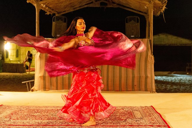 Premium Dubai Desert Safari with BBQ Dinner in the Red Dunes - Sunset at the desert camp