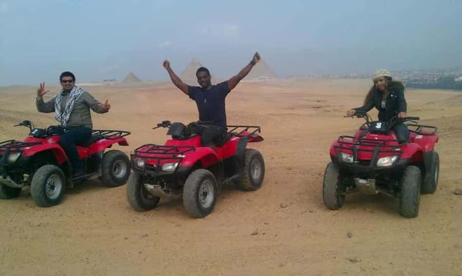 Pyramids of Giza: 1-Hour Quad Bike Desert Safari - Preparing for the ride beside the pyramids