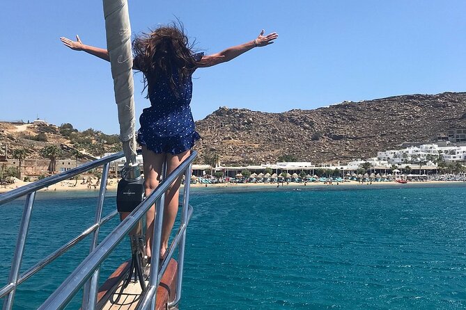 Sunset Sail Cruise to Rhenia, Mykonos Beach Safari, Dinner&Drinks - Meeting the Yacht at Agios Ioannis Diakoftis