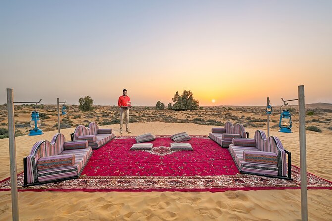 VIP Dubai Sunset Desert Safari: Camel Ride, BBQ, Unlimited Spirit - A sunset pause with date juice and camel chocolate